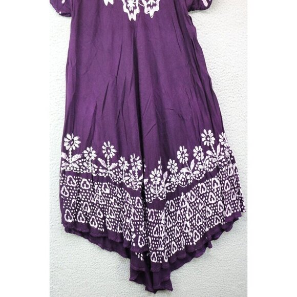 Ana & Kate Purple Embroidered Gauzy Dress/Cover-Up-Asymmetrical Hem-One Size - Picture 2 of 10